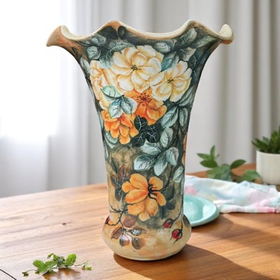 Bình hoa cao 27cm - Vẽ tay Hoa Trà