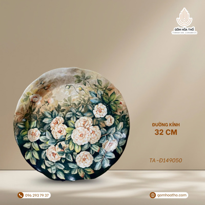 Đĩa trang trí D32 - Vẽ bông hồng vàng