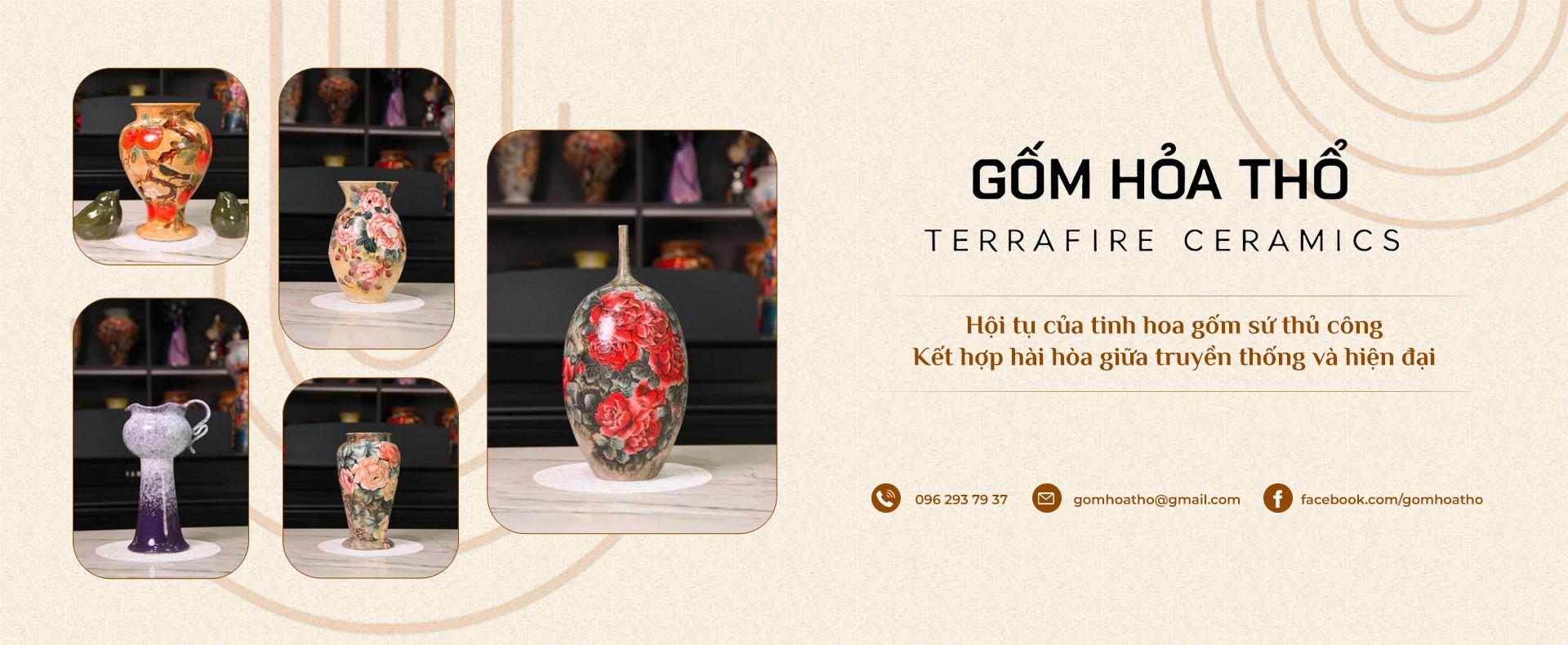 Bình hoa vuốt tay vẽ men màu