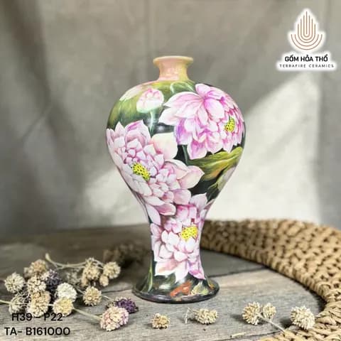 Bình hoa sen hồng dáng eo thon