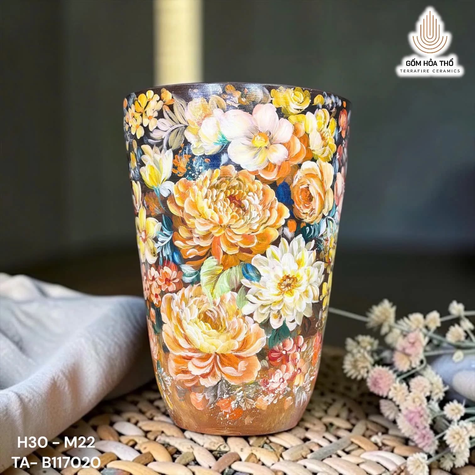 Bình hoa gốm vẽ tay Ngàn Hoa