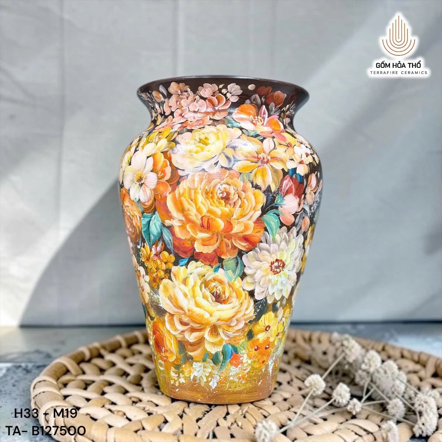 Bình hoa gốm vẽ tay ngàn hoa khoe sắc