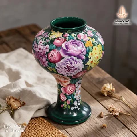Bình hoa dáng đuốc vẽ ngàn hoa