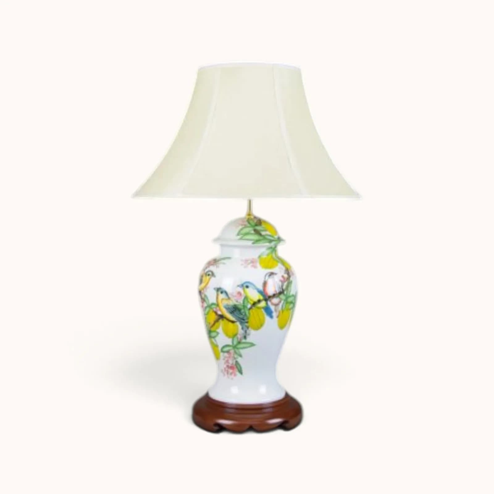 Đèn bàn gốm sứ họa tiết chim hoa