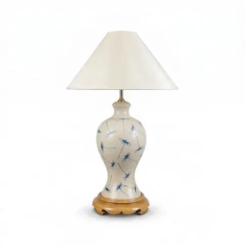 Đèn gốm để bàn họa tiết chuồn chuồn