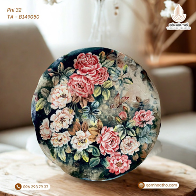 Đĩa trang trí D32 - Bông Hồng Đêm