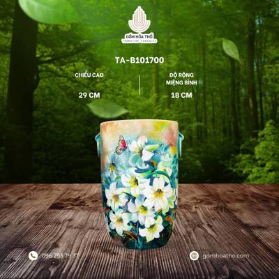 Bình hoa ly trắng thanh tao H29M18